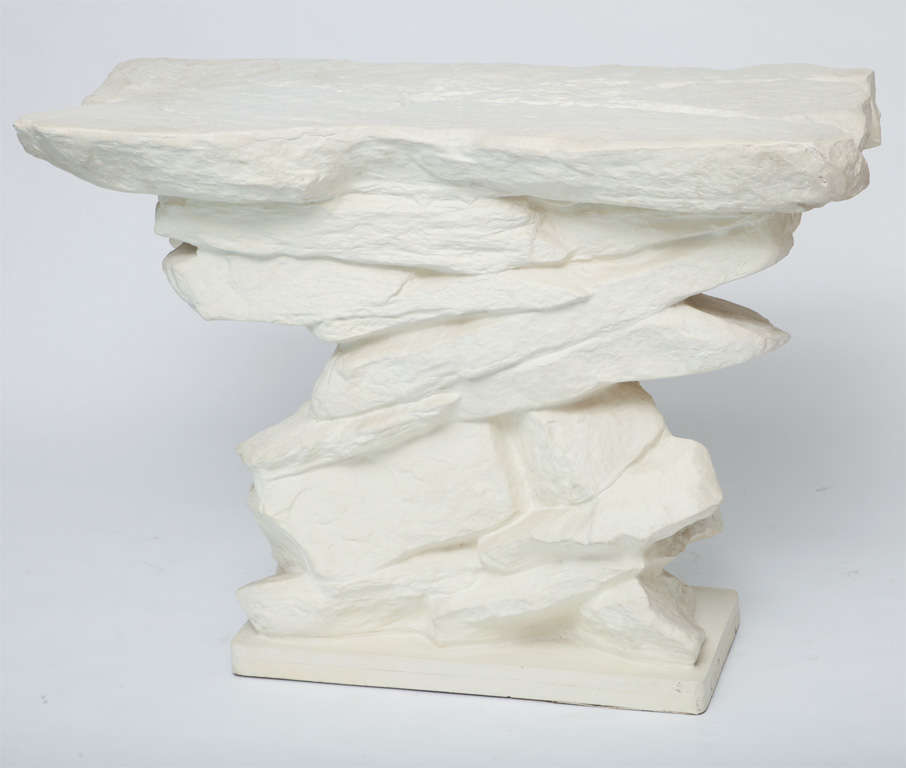 Sirmos Rock Console<br />
Painted Plaster with wood base<br />
Beautiful original painted surface