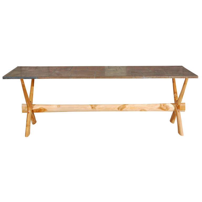 Riveted Metal Top Table at 1stdibs
