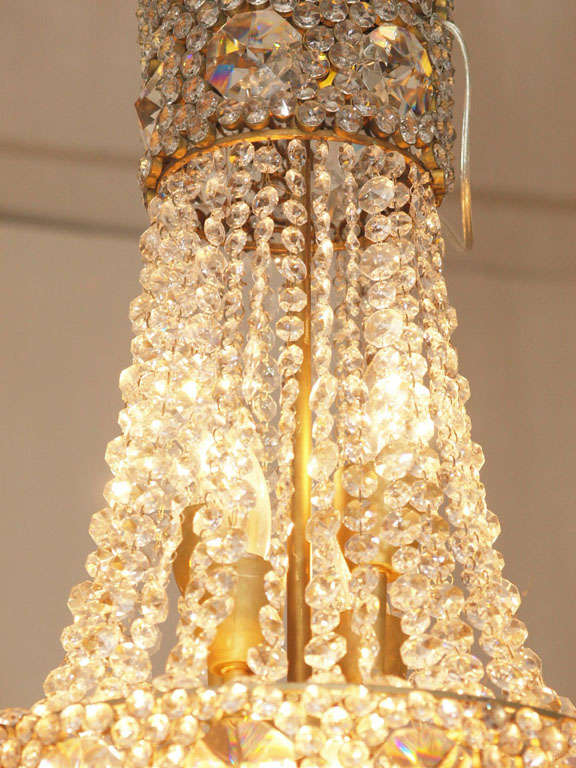French Crystal and Bronze Chandelier 1
