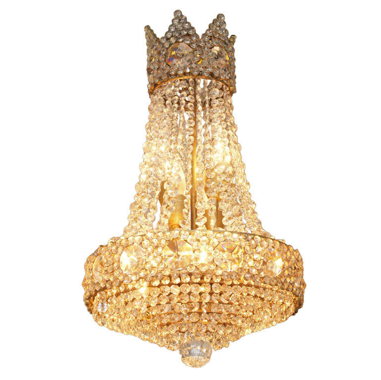 French Crystal and Bronze Chandelier