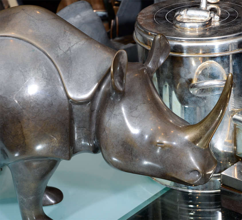 American Great Modernist Rhino Sculpture signed Loet