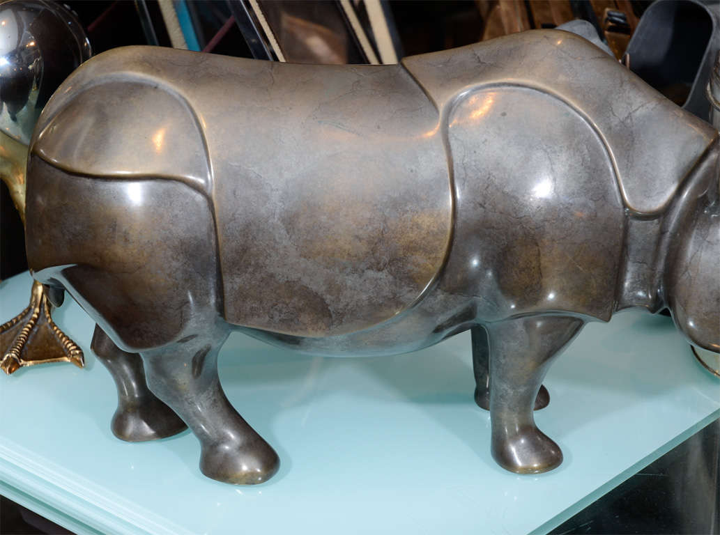 Late 20th Century Great Modernist Rhino Sculpture signed Loet