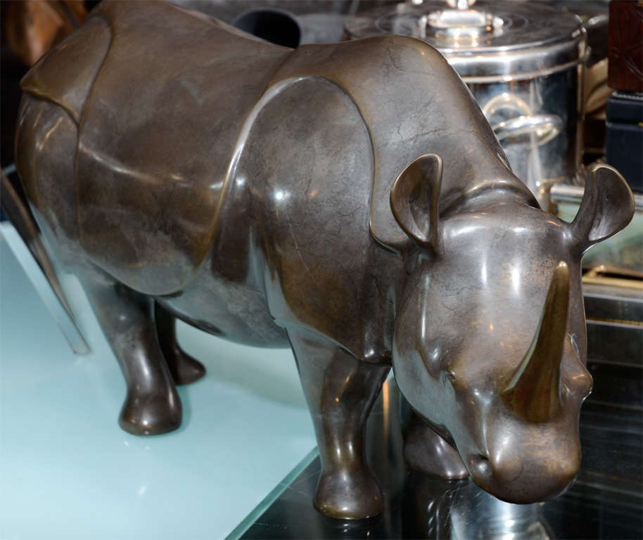 Great Modernist Rhino Sculpture signed Loet 1