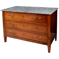 Cherry three drawer commode with marble top
