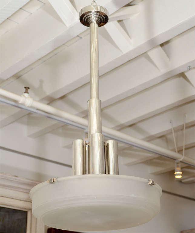 Chrome and Frosted Glass Light Fixture