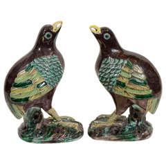 A Pair of Famille Verte Chinese Export Quail