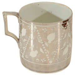 Antique A Large Silver Resist Decorated Mug