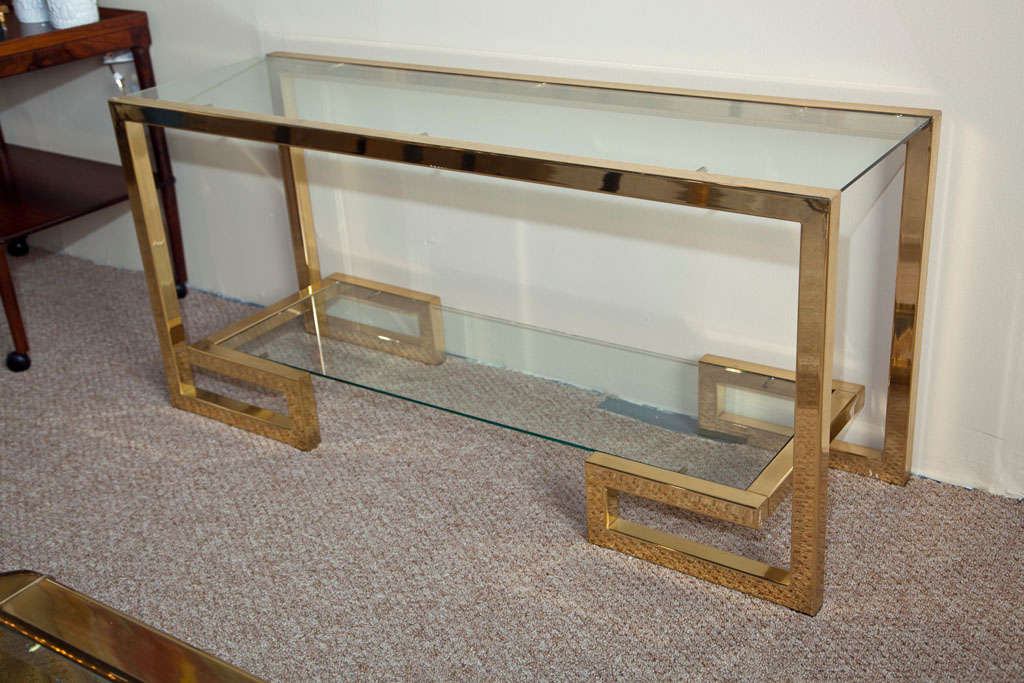 American Brass Milo Baughman Console with Two Shelves 1970's