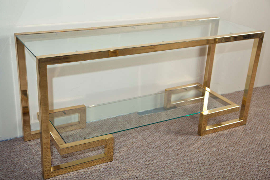 Brass Milo Baughman Console with Two Shelves 1970's 1