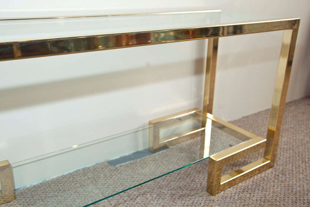 Brass Milo Baughman Console with Two Shelves 1970's 3