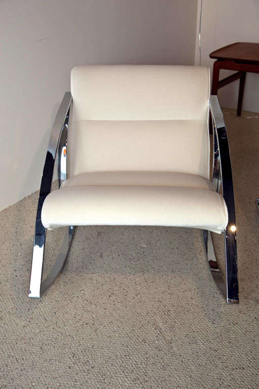 American Milo Baughman attributed Chrome Rocking Chairs