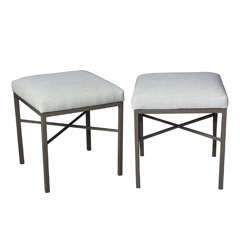 Pair of Frederick  Weinberg Stools with Linen