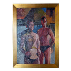 Oil of Two Handsome Beachgoers