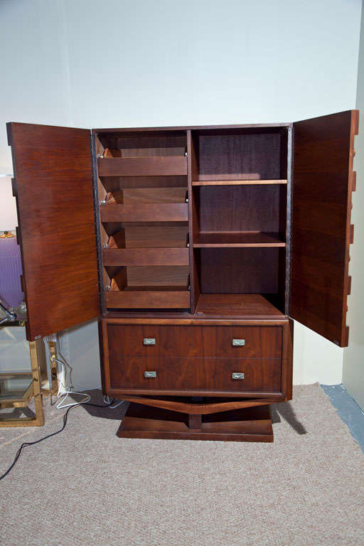 Mid-20th Century Cubist Maple Tall Chest in the Style of Paul Evans