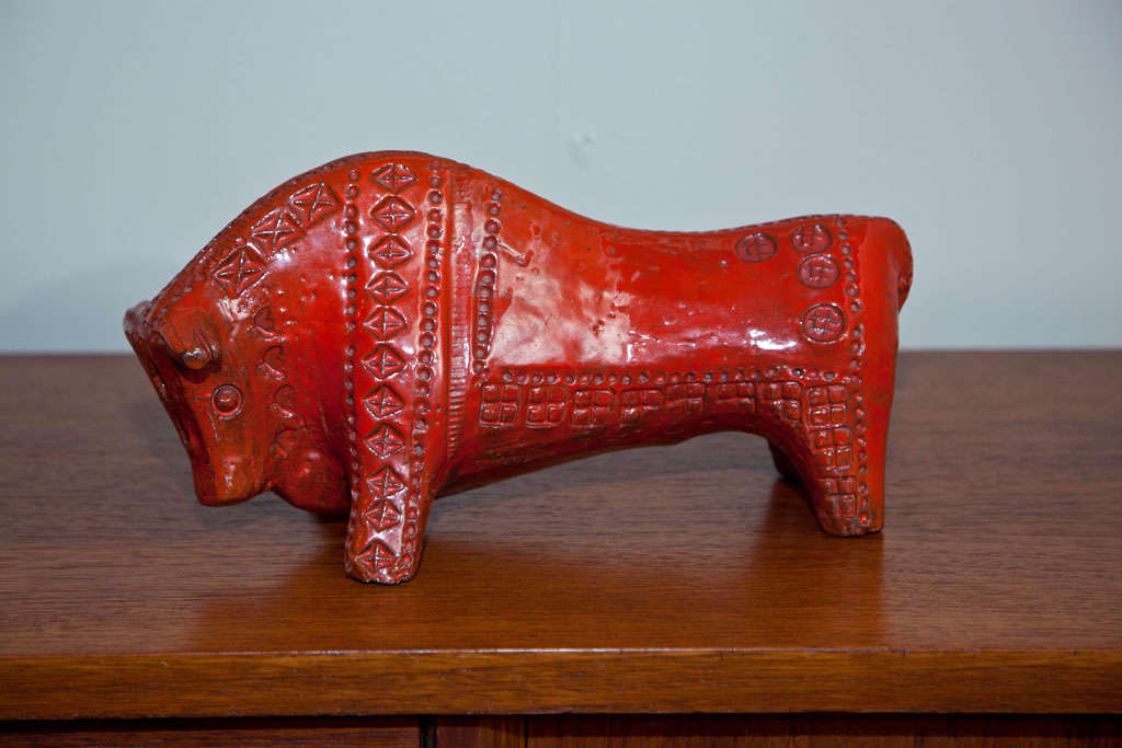 Italian 1960's Bull Sculpture by Bitossi For Sale