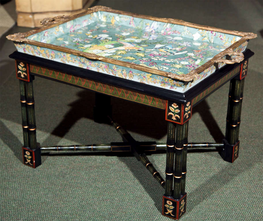 Porcelain Tray Mounted as Coffee Table
