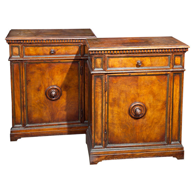 Pair of English Burlwood Cabinets For Sale