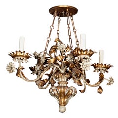 Gilt Wood and Tole Chandelier