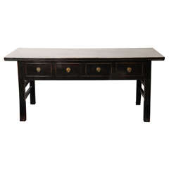 Early 20th C. Ebonized Chinese Console Table 4