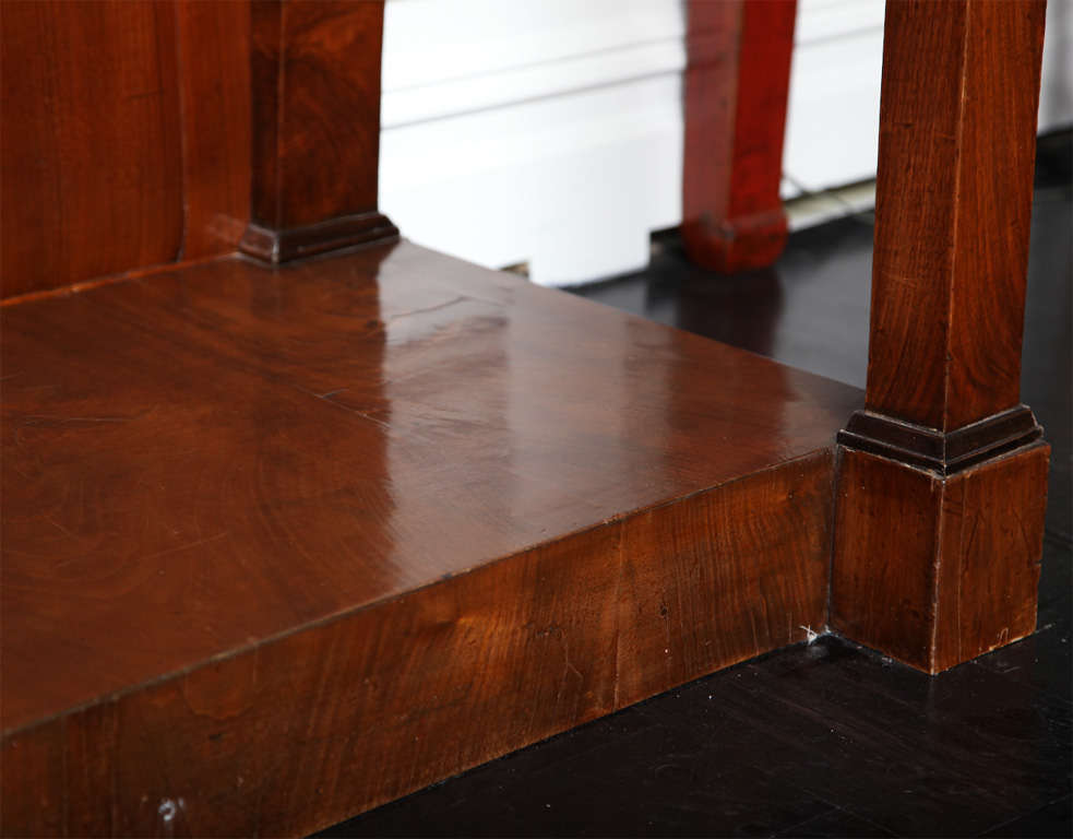 Late 18th C. Walnut Console Table, White Marble Top 5