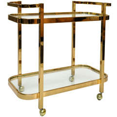 Milo Baughman Brass Bar Cart