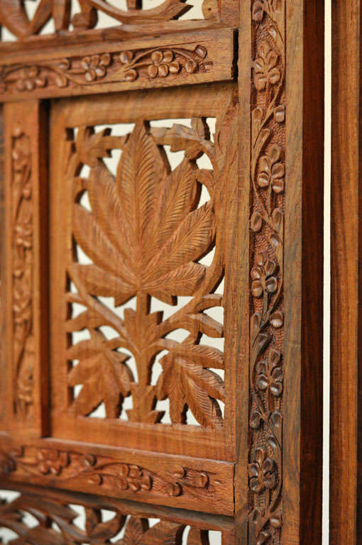 Teak Hand Carved Screen For Sale at 1stDibs