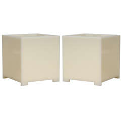 Vintage Pair of Opaque Acrylic Planters