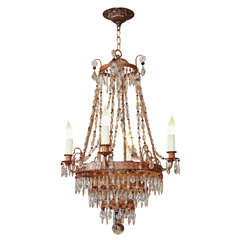 English Crystal and Tole Hanging Fixture