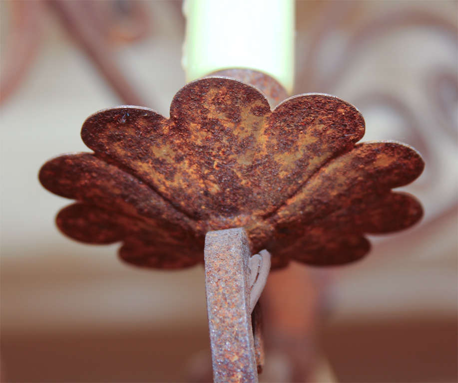 French Patinated Iron Hanging Fixture For Sale 3