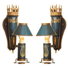 Pair of French Empire Style Tole Wall Sconces