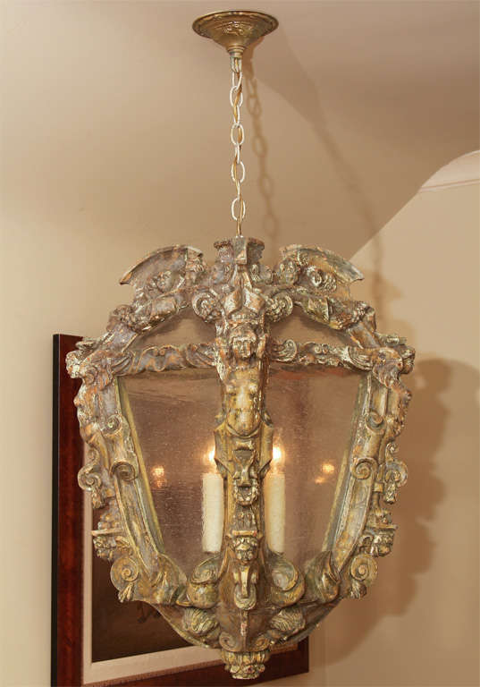 Late 18th Century Italian Carved Wooden Lantern