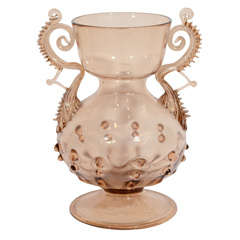 A Venetian Glass straw-color vase.