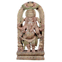 Wood Carved Dancing Ganesh Relief