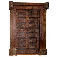 'Haveli' Door w/ Frame, Burnt Red Hues