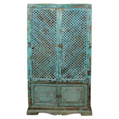 Antique Painted Armoire w/ Shutter Window Doors