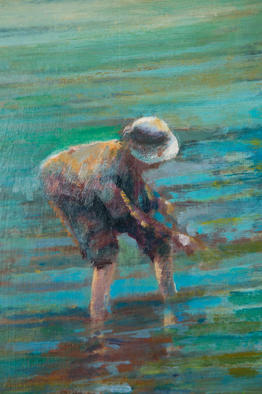 20th Century Ca.1920's Beach Painting On Outside Wall By Donald R. Purdy