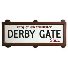 Vintage London Street Sign City of Westminster-Derby Gate S.W.1