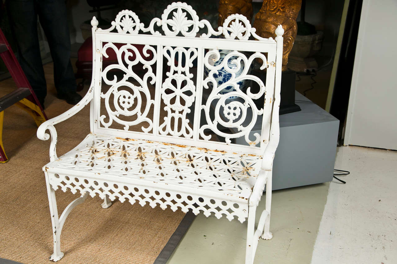 19th C Pair of Diminutive Wrought Iron Benches 3