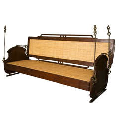 1910 Indian 'Jhoola' Mahogany and Caned Seat Swing