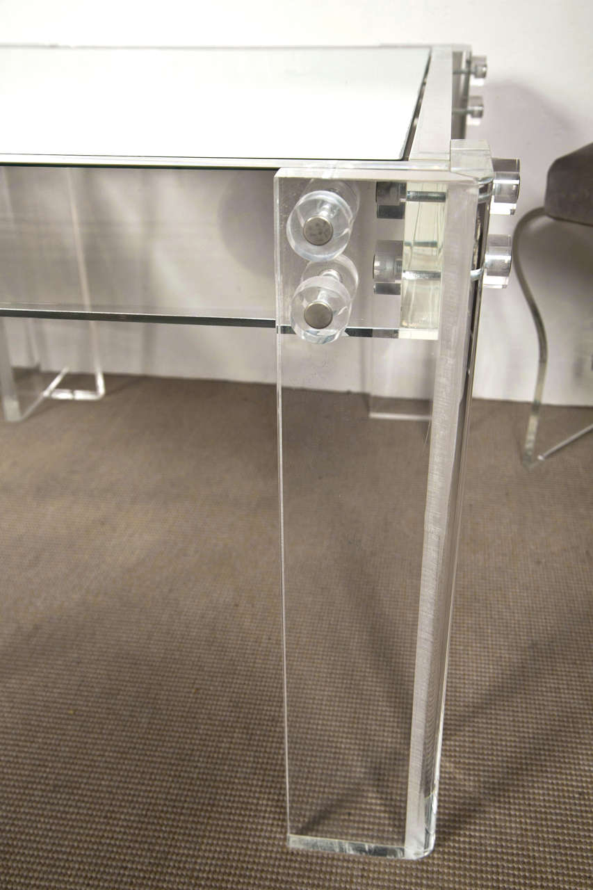 Lucite End Tables with Mirrored Tops at 1stdibs