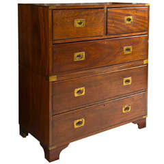 Ca. 19th C Pair of English Mahogany Campaign Chests