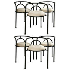 1960's Set of 6 French Tubular Cast Iron Chairs