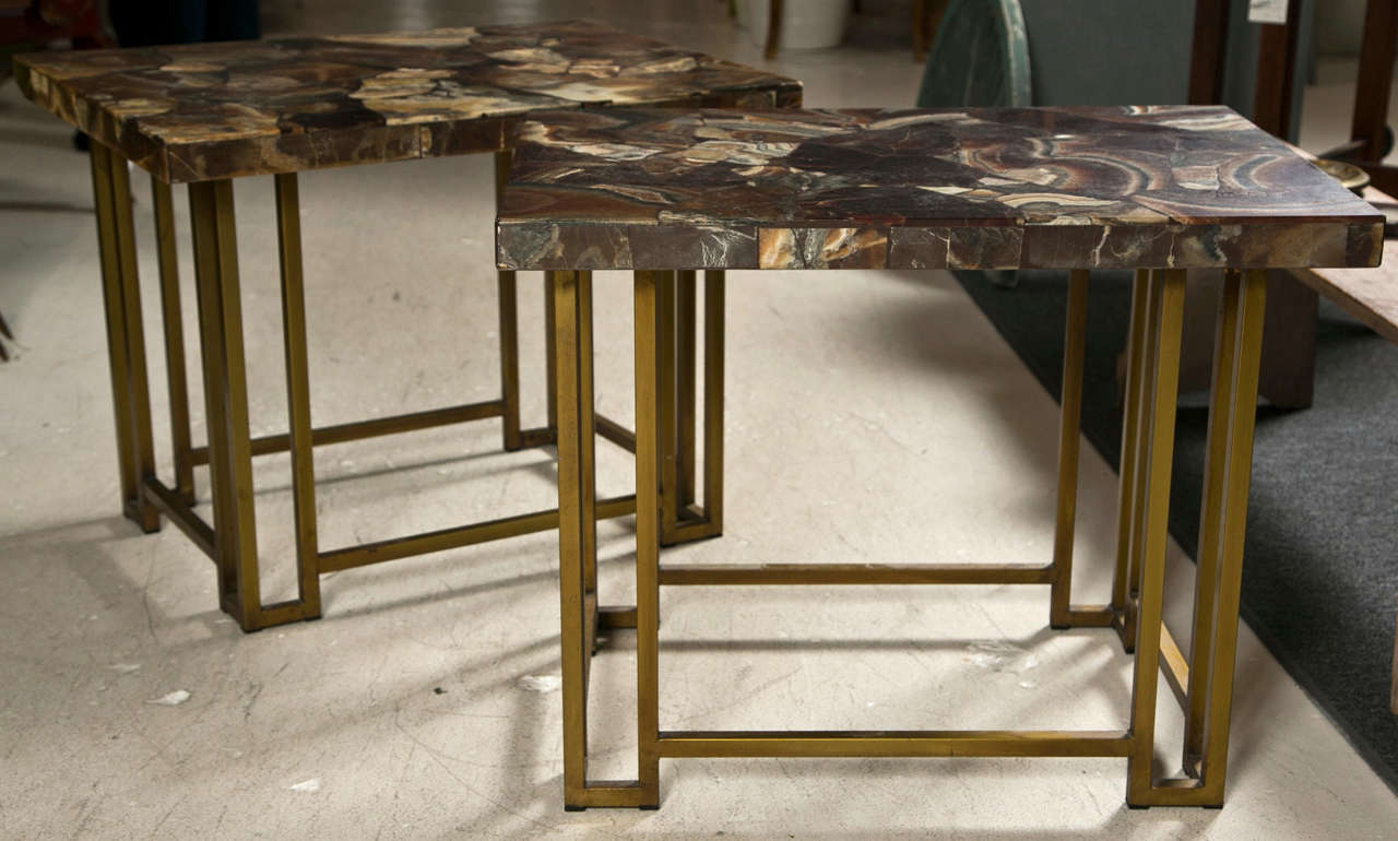 Ca. 1970's Veneered Agate Top Tables at 1stDibs
