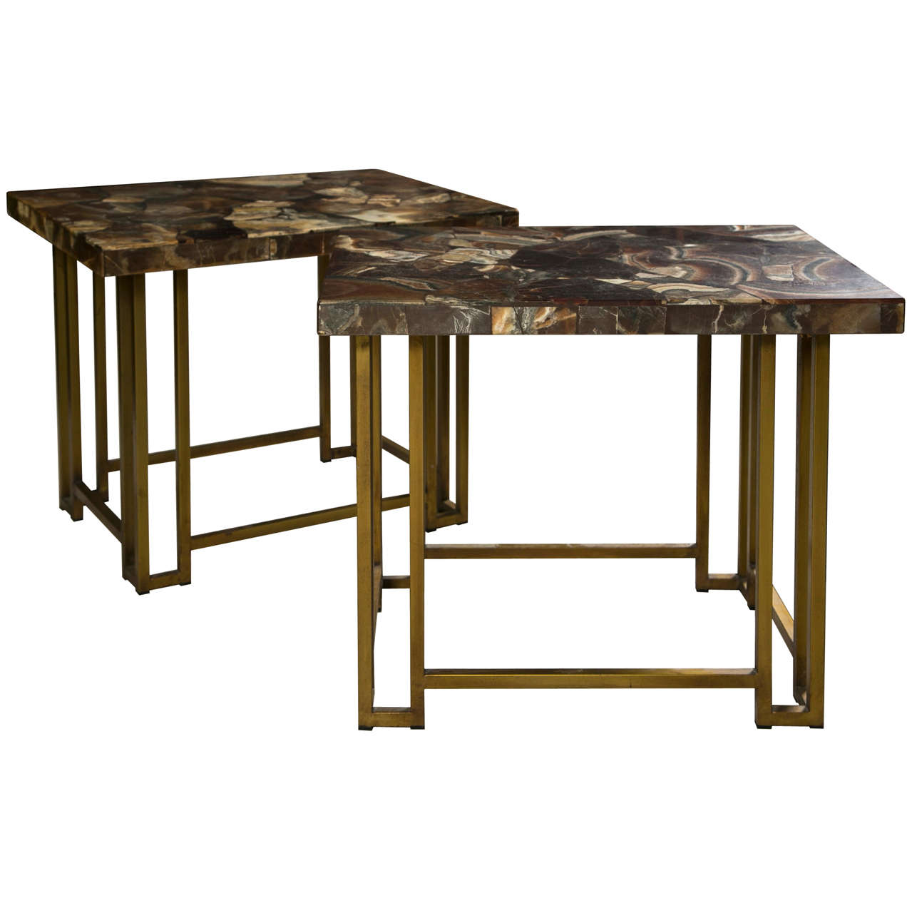 Ca. 1970's Veneered Agate Top Tables at 1stDibs