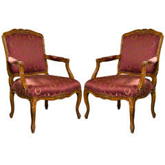 Pair of French Louis XV Style Walnut Fauteuils 6