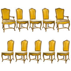 Set of 10 French Provincial Style Dining Chairs by Jansen