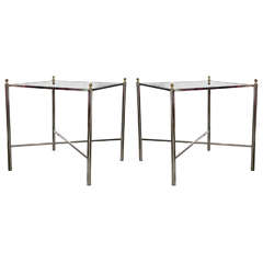Pair of Mid-Century Style Chrome Side Tables by Jansen