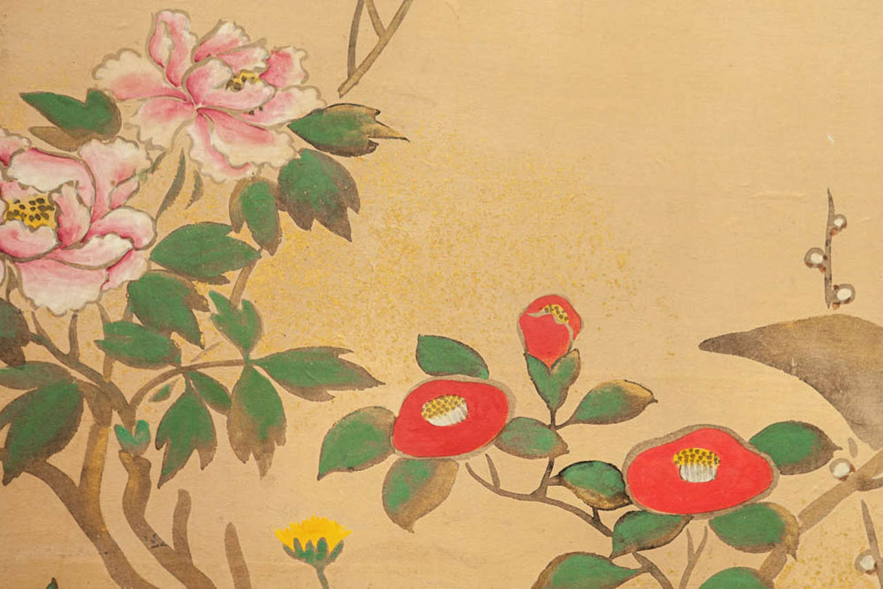 Meiji Paravent japonais à quatre panneaux : du début du printemps à l'été en vente