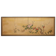 Japanese Four Panel Screen: Early Spring Into Summer