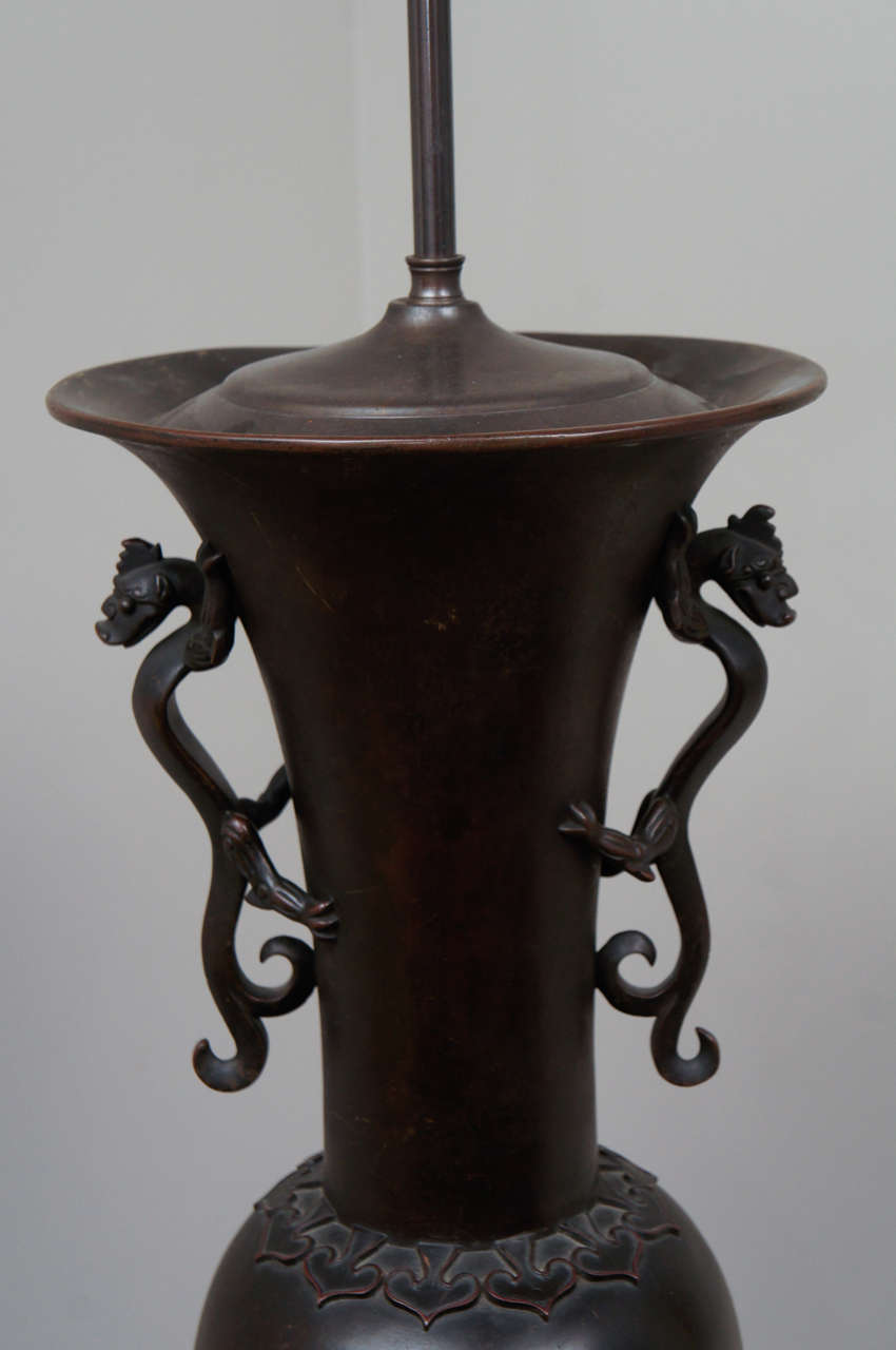 18th Century Large Bronze Japanese Lamp